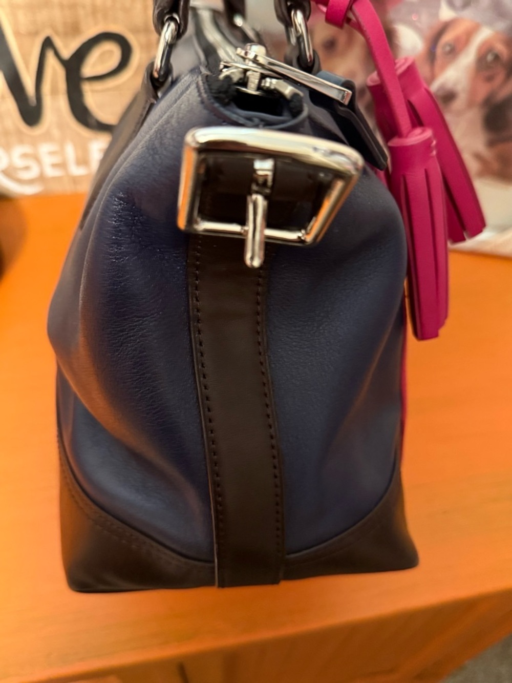 COACH Legacy Molly Colorblock Satchel in Pink & Navy EUC - Picture 6 of 16